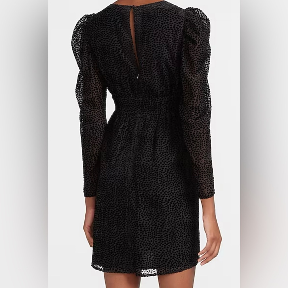 Velvet Puff Sleeve Fit And Flare Dress